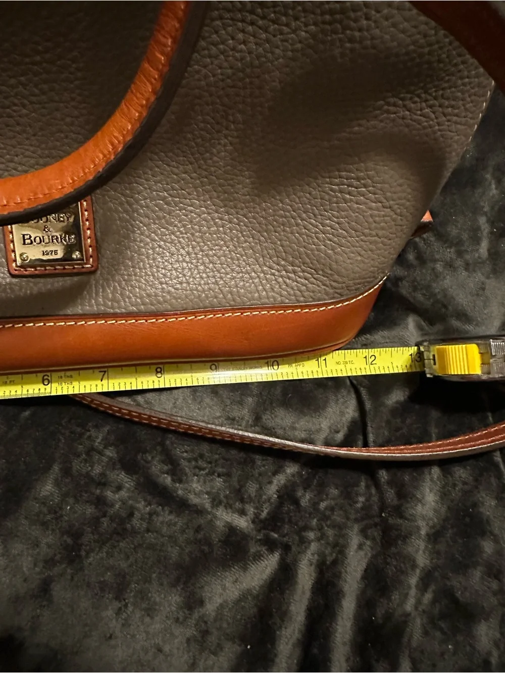 Dooney & Bourke Elephant Pebble Leather Satchel with Brown Trim